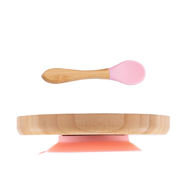 Suction Base Baby Bamboo Plate with Spoon